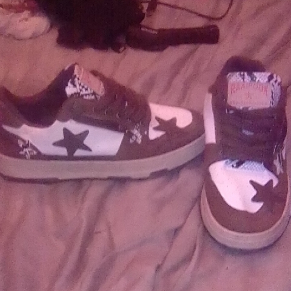 Vans Kids Sneakers - Brown and White Star Design